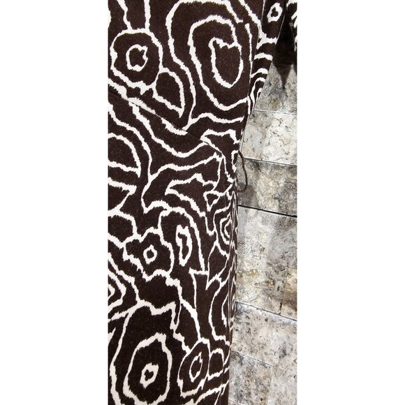 Susan Bristol Womens Midi Dress Brown Abstract Floral Rayon Knit Office Size 12 - Picture 9 of 13
